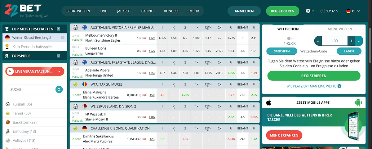 22Bet Live-Wetten und Casino 22Bet Live-Wetten und Casino